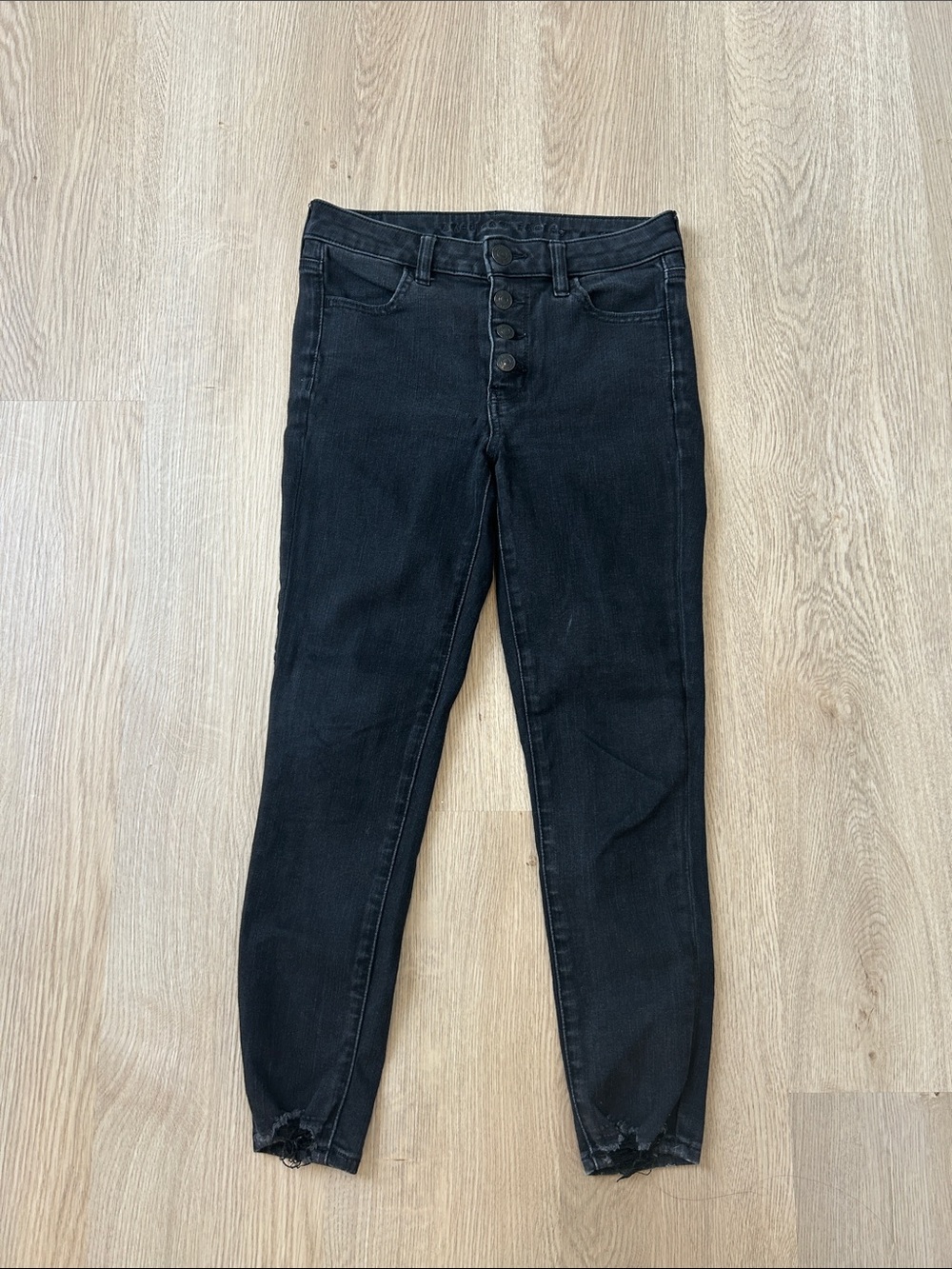 AMERICAN EAGLE Black High-Rise Button-Fly Jeans